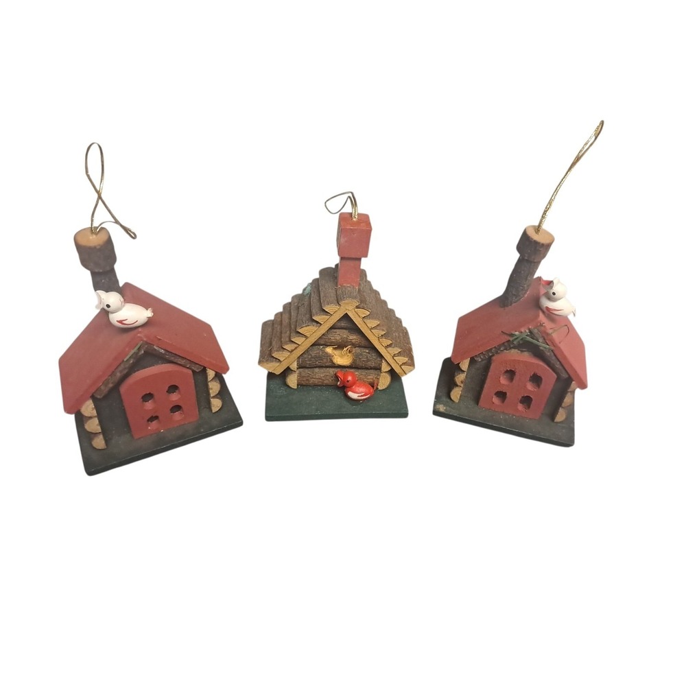 Bird House Ornaments Lot Of 3
